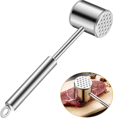 Image de Attendrisseur de viande durable - Outil de cuisine parfait - 1 pièce - Acier inoxydable - 22 cm