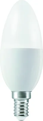A white LED light bulb with a silver base against a white background.