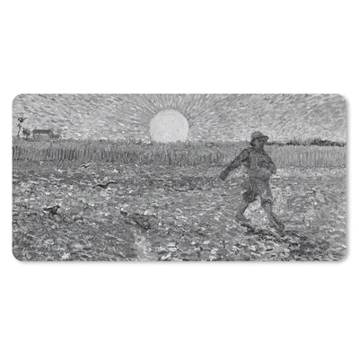 Produktbild von MuchoWow® Schreibtischunterlage Der Sämann - Vincent van Gogh - Schwarz und weiß 80x40 cm - XXL Mauspad - Gaming Mauspad