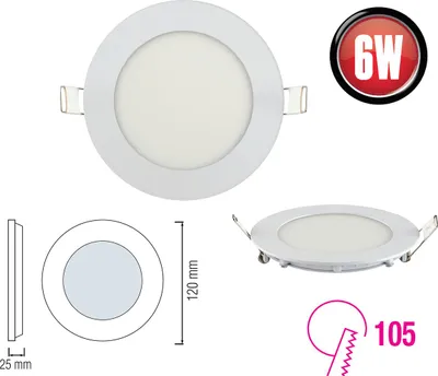 Produktbild von 6W LED slim Einbauleuchte Deckenleuchte Einbauspot slim Panel rund Ø 120 mm kaltweiß