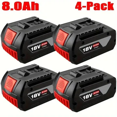Obrázek produktu pro Sada 4 kusů 18V akumulátorů do nářadí – náhradní lithium-iontové akumulátory – 8,0 Ah / 8000 mAh – pro bezdrátové 18V vrtačky a šroubováky