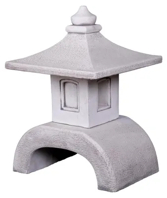 Produktbild von Yukimi Japanische Steinlaterne in moderner Ausführung aus Steinguss, frostsicher für den Außenbereich, Höhe 52 cm, Gewicht 39 kg, Grau