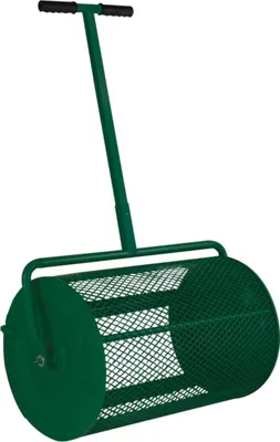 Produktbild von 66cm Kompoststreuer Saatgutstreuer Torfmoosstreuer Gartenstreuer Düngerstreuer Roller mit T Griff Garten Rasen Gras Stahl Verlängerbarer Griff 80L Grün Maschenkorb Leichtgewichtig GRATIS Handschuhe