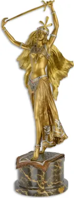 Produktbild von Bronzeskulptur Schwerttänzerin Wiener Stil Replikat Retro Design Dekoration