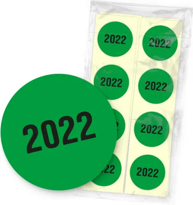 Produktbild von itenga 500x Jahresetiketten 2022 Grün Sticker Aufkleber aus Haftpapier Ø 2cm