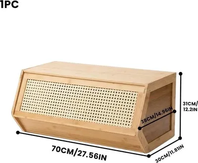 Zdjęcie produktu dla Bambusowa półka do przechowywania – organizer na biurko – z możliwością ustawiania jedna na drugiej – 70 cm – do przekąsek, książek i spiżarni – do salonu