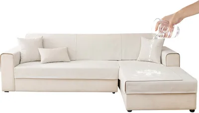 Produktbild von （90*90cm，Weiß）Wasserdicht Sofakissenbezug Sofakissen aus Chenille Rutschfester Sofabezug Kratzfest Sofaschutz für Ecksofa Schlafzimmerteppich Bodenpolster Fensterbankmatte
