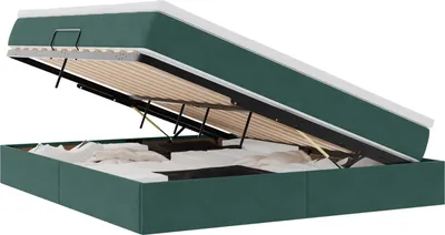 Obrázek produktu pro Postel s úložným prostorem a matrací Tmavě zelená 180 x 200 cm