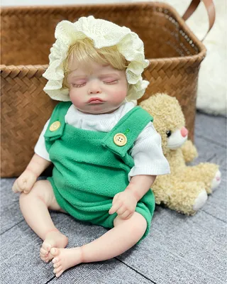 Image de 45cm né de nouveau Rosalie dormant douce à la main cheveux enracinés 3d peau avec veines poupée d'art de collection