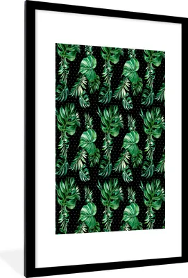 Produktbild von MuchoWow® MuchoWow® Gerahmtes Poster Blumen - Blätter - Monstera 60x90 cm - Poster mit zchwarzem Bilderrahmen - Dekoration - Wandposter Wohnzimmer - Hochwertig