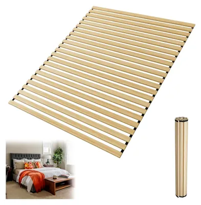Produktbild von Rollrost aus Fichtenholz, 23 Leisten, 160 x 200 cm, mit schwarzem Gummiband, geeignet für alle Matratzentypen, Tragkraft bis 300 kg