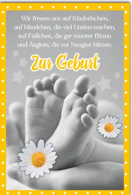 Produktbild von Geburt - Baby - Freudiges Ereignis - Karte mit Umschlag - Babyfüßchen