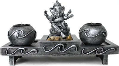 Produktbild von Zen - Garten mit Ganesha Figur Teelichter Stein grau Nr:FH08