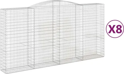 Obrázok produktu pre vidaXL Gabiony s vysokým oblúkom 8 ks 400x50x200/220cm Pozinkované železo
