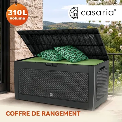 Image de CASARIA Coffre de Rangement Anthracite Aspect Osier 310L