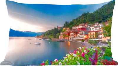 Produktbild von MuchoWow® Zierkissen Sofakissen Wohnzimmer Dekokissen 60x40 cm Italien - Sonnenuntergang - See - Kopfkissen - Polster mit Foto