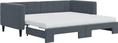 Produktbild von vidaXL Tagesbett Ausziehbar mit Matratzen Dunkelgrau 90x190 cm Samt