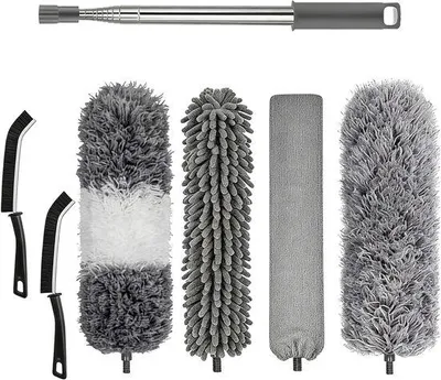 Zdjęcie produktu dla Teleskopowy mop - Szczotka narożna - Do czyszczenia dużych powierzchni - Mikrofibra o wysokiej gęstości - 250 cm - Czarny