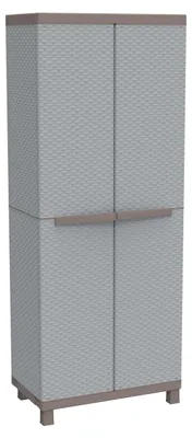 Image de Armoire de rangement imitation rotin, avec 2 portes et 3 étagères