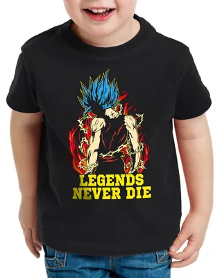 Produktbild von Legends Never Die - Goku Blue God Modus Kinder T-Shirt Anime Sayajin Son Krieger Schwarz