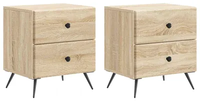 Image de vidaXL Table de chevet, lot de 2, chêne Sonoma, 43 x 34,5 x 47,5 cm, bois d'ingénierie