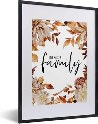 Produktbild von MuchoWow® Gerahmtes Poster Sprichwörter - Zitate - Liebe macht eine Familie 30x40 cm - Poster mit Schwarzem Bilderrahmen Wandposter Rahmen Foto Bilder - Wandposter Schlafzimmer