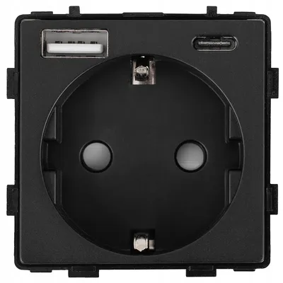 Produktbild von MIUUN Steckdosenmodul Schuko Schwarz + 2x USB 20W