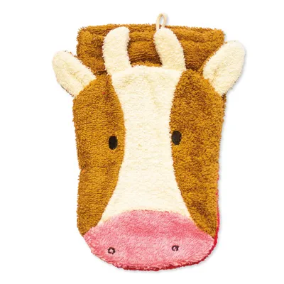 Produktbild von Fürnis Waschlappen mit lustigen Tiermotiven Gross 100% Bio Baumwolle GOTS 568 Kuh