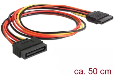 Produktbild von DeLOCK 0.5m SATA, 0,5 m, SATA 15-Pin, SATA 15-Pin, Männlich, Weiblich, Mehrfarbig