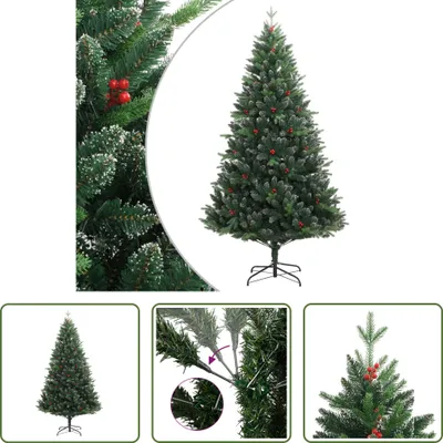 Produktbild von The Living Store Künstlicher Weihnachtsbaum Klappbar mit Roten Beeren 240 cm