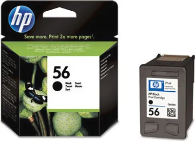 An HP ink cartridge and its packaging are shown.