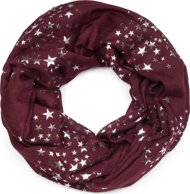 Produktbild von styleBREAKER Damen Loop Schal mit Metallic Sterne Print | Glitzer Schlauchschal ca. 89 x 75 cm | Leichter Rundschal für Frühjahr & Herbst