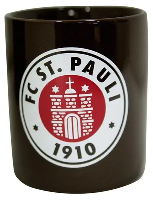Produktbild von FC St. Pauli Kaffeebecher Logo Braun, Original Fanartikel, Brauner Becher mit Vereinslogo 300 ml, Keramik