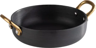 Produktbild von APS 40742 Serviertöpfchen CASTORO, Aluminium, Griffe aus Messing, Ø 15 cm, Höhe 4 cm, 0,5 Liter, anthrazit