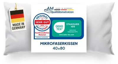 Produktbild von AM Qualitätsmatratzen | Premium Mikrofaserkissen | 40x80 cm | Kissen aus 100% atmungsaktiver Microfaser | 40x80 | Kopfkissen | Allergiker geeignet