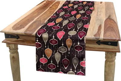 Produktbild von ABAKUHAUS Weihnachten Tischläufer, Kugeln und Flitter, Esszimmer Küche Rechteckiger Dekorativer Tischläufer, 40 x 180 cm, Mehrfarbig