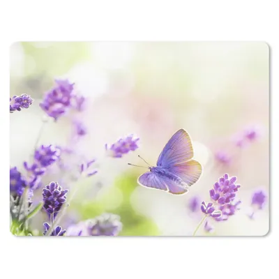Produktbild von MuchoWow® Mauspad Mousepad Lavendel - Schmetterling - Blumen 23x19 cm - Mousepads - Maus Mat - Pad - Mausunterlage - Schreibtischunterlage - Mauspad