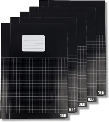 Produktbild von A4 Notizbuch, 10 mm kariert, schwarz, 5er Pack, fuer Schulbedarf
