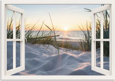 Produktbild von ARTland Wandbild Alu für Innen & Outdoor Ostseestrand, weißes Fenster Größe: 130x90 cm
