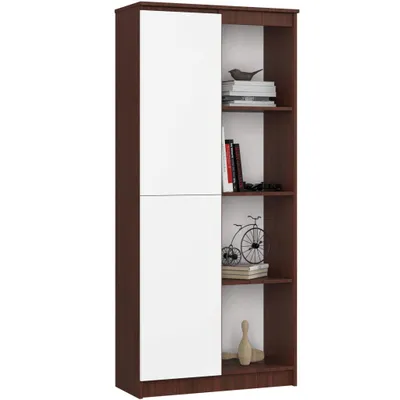 Produktbild von Büroregal AKORD R80 Wenge 80 cm Front Weiß B80 x H180 x T35 cm