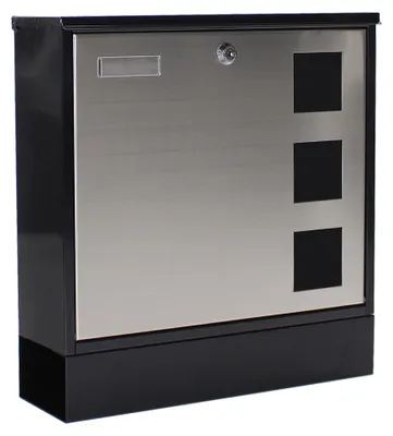Obrázok produktu pre Rottner Design Mailbox poštová schránka čierna  | 	Cylindrický zámok  | 36.5 x 38 x 12 cm