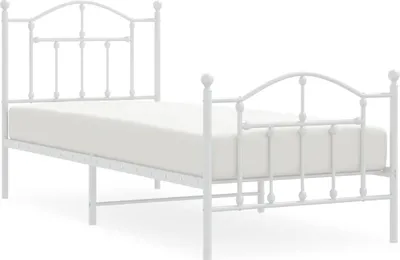 Obrázek produktu pro vidaXL Postel s čelem a podnožkou kovová bílá 90x190 cm