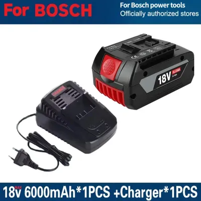 Produktbild von 18V Werkzeugakku - Li-Ion Akku Set mit Ladegerät - 6,0Ah 6000mAh - Ersatzakku für Elektrowerkzeuge - kompatibel BAT609 BAT618 BAT618G BAT614 - 1 Akku + Ladegerät