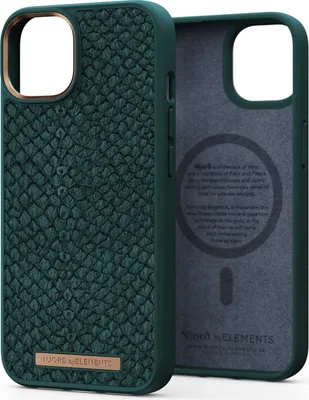 Produktbild von Njord byELEMENTS Salmon Leather Magsafe Case - iPhone 14 Plus - Green, Cover, Apple, iPhone 14 Plus, 17 cm (6.7"), Grün