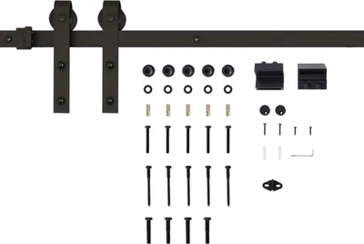 Zdjęcie produktu dla Zestaw prowadnic do drzwi przesuwnych, nośność maks. 100 kg, metalowe, czarne, 2 m, czarne,