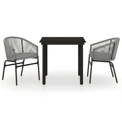 Produktbild von Gartenmöbel Set 3-tlg. Grau mit Tisch 80x80x74 cm und 2 Stühlen