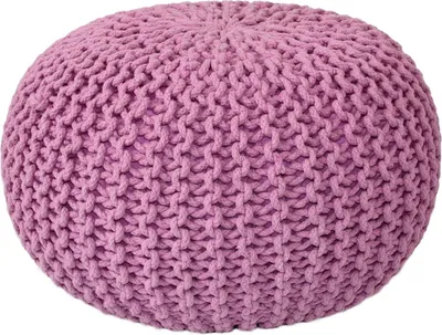 Produktbild von Sitzpouf Strickhocker Grobstrick handgeknüpft Ø 55 cm pink