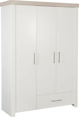 Produktbild von roba Kleiderschrank 'Lucy' 3-trg. mit Fronten in weiß, Kranz in 'Luna Elm'