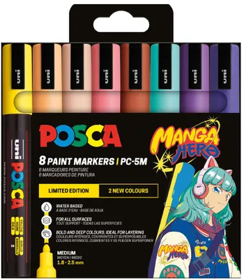 Produktbild von Marker UNI POSCA PC-5M 8er Manga Hero