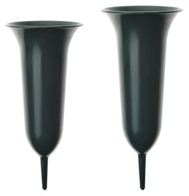 Produktbild von Steckvasen Grab Friedhof Deko grün 11,5 & 12 cm